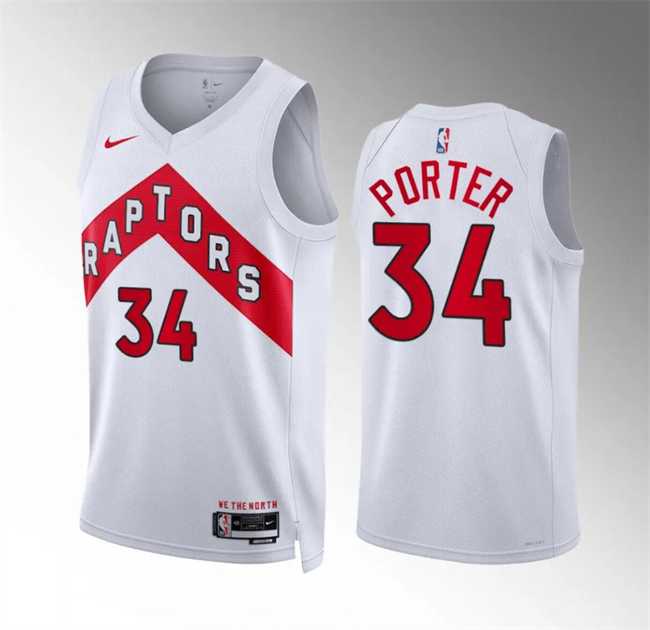 Men's Toronto Raptors #34 Jontay Porter White Association Edition Stitched Basketball Jersey Dzhi